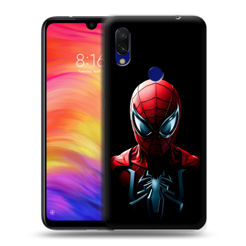 Силиконовый противоударный чехол на Xiaomi RedMi 7 с принтом Spiderman Человек паук Силиконовый противоударный чехол на Xiaomi RedMi 7 с принтом Spiderman Человек паук