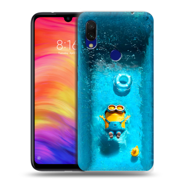 Силиконовый противоударный чехол на Xiaomi RedMi 7 с принтом Миньоны