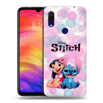 Силиконовый противоударный чехол на Xiaomi RedMi 7 с принтом Лило и Стич Силиконовый противоударный чехол на Xiaomi RedMi 7 с принтом Лило и Стич