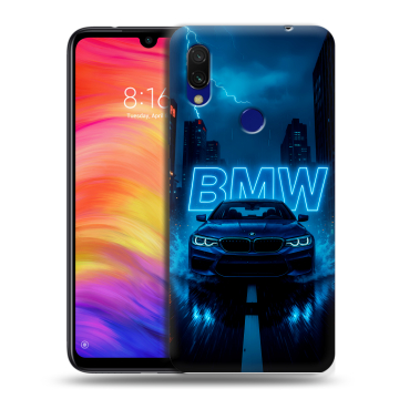 Силиконовый противоударный чехол на Xiaomi RedMi 7 с принтом BMW БМВ Силиконовый противоударный чехол на Xiaomi RedMi 7 с принтом BMW БМВ
