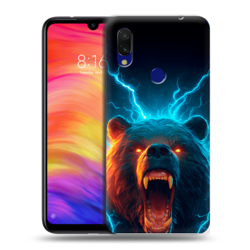 Силиконовый противоударный чехол на Xiaomi RedMi 7 с принтом Медведь Силиконовый противоударный чехол на Xiaomi RedMi 7 с принтом Медведь