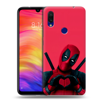Силиконовый противоударный чехол на Xiaomi RedMi 7 с принтом Дедпул Deadpool Силиконовый противоударный чехол на Xiaomi RedMi 7 с принтом Дедпул Deadpool
