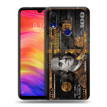Силиконовый противоударный чехол на Xiaomi RedMi 7 с принтом Доллар деньги Силиконовый противоударный чехол на Xiaomi RedMi 7 с принтом Доллар деньги