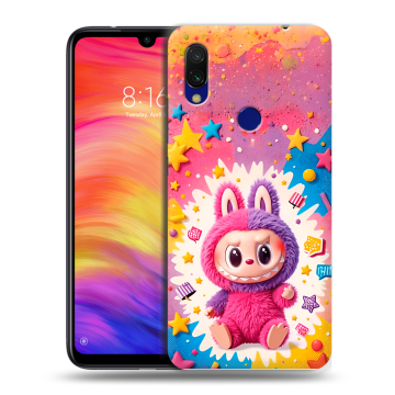 Силиконовый противоударный чехол на Xiaomi RedMi 7 с принтом Labubu Лабубу Силиконовый противоударный чехол на Xiaomi RedMi 7 с принтом Labubu Лабубу