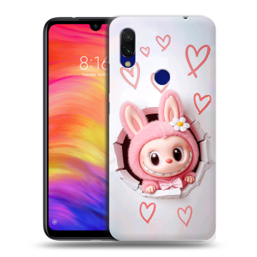 Силиконовый противоударный чехол на Xiaomi RedMi 7 с принтом Labubu Лабубу Силиконовый противоударный чехол на Xiaomi RedMi 7 с принтом Labubu Лабубу