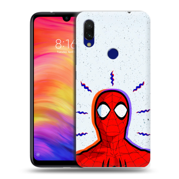 Силиконовый противоударный чехол на Xiaomi RedMi 7 с принтом Spiderman Человек паук Силиконовый противоударный чехол на Xiaomi RedMi 7 с принтом Spiderman Человек паук
