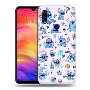 Силиконовый противоударный чехол на Xiaomi RedMi 7 с принтом Лило и Стич Силиконовый противоударный чехол на Xiaomi RedMi 7 с принтом Лило и Стич