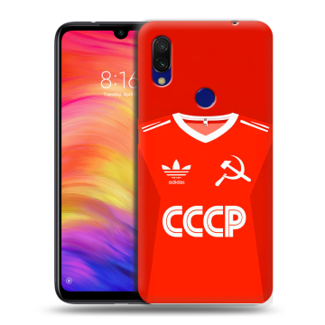 Силиконовый противоударный чехол на Xiaomi RedMi 7 с принтом Флаг Герб СССР