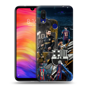 Силиконовый противоударный чехол на Xiaomi RedMi 7 с принтом Messi Barcelona Силиконовый противоударный чехол на Xiaomi RedMi 7 с принтом Messi Barcelona