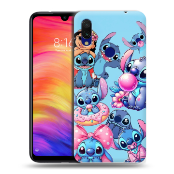 Силиконовый противоударный чехол на Xiaomi RedMi 7 с принтом Лило и Стич Силиконовый противоударный чехол на Xiaomi RedMi 7 с принтом Лило и Стич