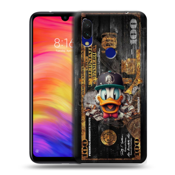 Силиконовый противоударный чехол на Xiaomi RedMi 7 с принтом Дональд Дак Доллар Силиконовый противоударный чехол на Xiaomi RedMi 7 с принтом Дональд Дак Доллар