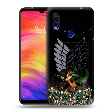 Силиконовый противоударный чехол на Xiaomi RedMi 7 с принтом Атака титанов Силиконовый противоударный чехол на Xiaomi RedMi 7 с принтом Атака титанов