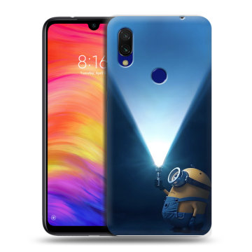 Силиконовый противоударный чехол на Xiaomi RedMi 7 с принтом Миньоны Силиконовый противоударный чехол на Xiaomi RedMi 7 с принтом Миньоны