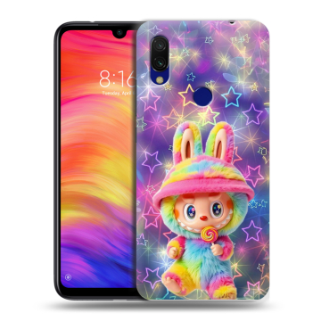 Силиконовый противоударный чехол на Xiaomi RedMi 7 с принтом Labubu Лабубу Силиконовый противоударный чехол на Xiaomi RedMi 7 с принтом Labubu Лабубу