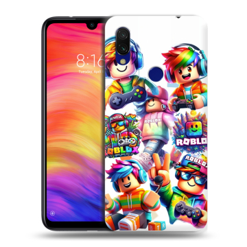 Силиконовый противоударный чехол на Xiaomi RedMi 7 с принтом Roblox Роблокс Силиконовый противоударный чехол на Xiaomi RedMi 7 с принтом Roblox Роблокс