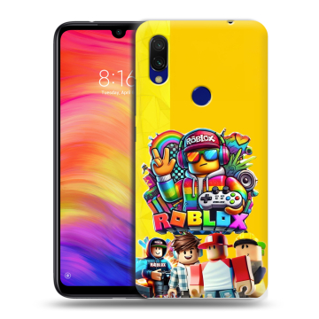 Силиконовый противоударный чехол на Xiaomi RedMi 7 с принтом Roblox Роблокс Силиконовый противоударный чехол на Xiaomi RedMi 7 с принтом Roblox Роблокс