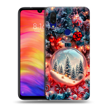 Силиконовый противоударный чехол на Xiaomi RedMi 7 с принтом Новый год