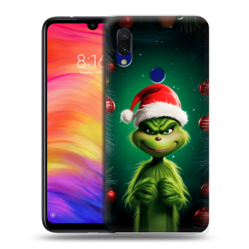 Силиконовый противоударный чехол на Xiaomi RedMi 7 с принтом Гринч Новый год Рождество