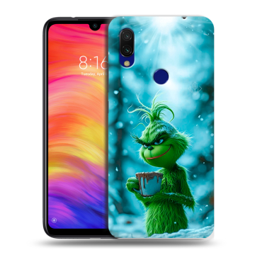 Силиконовый противоударный чехол на Xiaomi RedMi 7 с принтом Новый год гринч