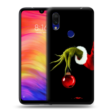 Силиконовый противоударный чехол на Xiaomi RedMi 7 с принтом Новый год Гринч