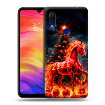 Силиконовый противоударный чехол на Xiaomi RedMi 7 с принтом Новый год
