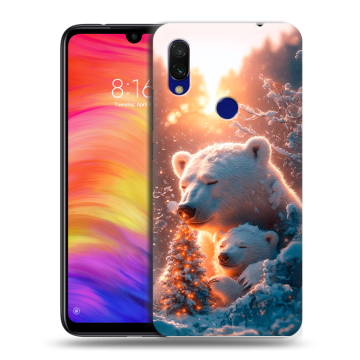 Силиконовый противоударный чехол на Xiaomi RedMi 7 с принтом Новый год Силиконовый противоударный чехол на Xiaomi RedMi 7 с принтом Новый год