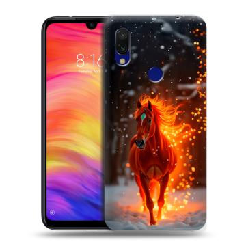 Силиконовый противоударный чехол на Xiaomi RedMi 7 с принтом Новый год Силиконовый противоударный чехол на Xiaomi RedMi 7 с принтом Новый год