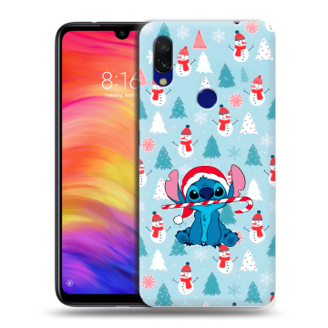 Силиконовый противоударный чехол на Xiaomi RedMi 7 с принтом Стич Новый год Силиконовый противоударный чехол на Xiaomi RedMi 7 с принтом Стич Новый год