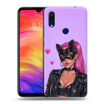 Силиконовый противоударный чехол на Xiaomi RedMi 7 с принтом женский