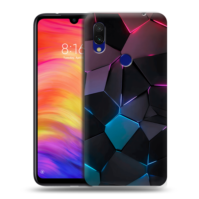 Пластиковый чехол на Xiaomi RedMi 7 с принтом Геометрия неона Пластиковый чехол на Xiaomi RedMi 7 с принтом Геометрия неона
