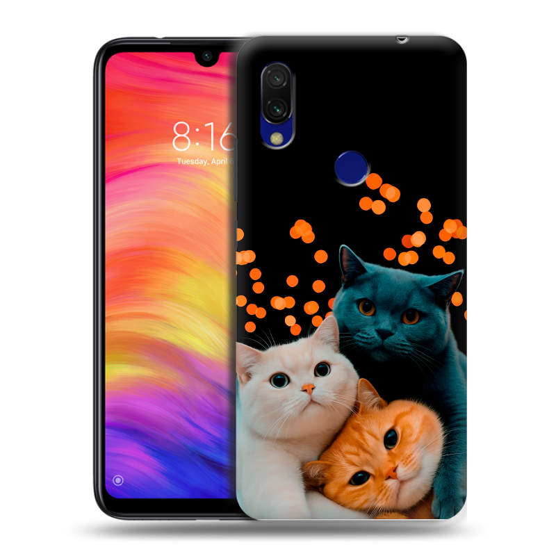 Пластиковый чехол на Xiaomi RedMi 7 с принтом Кошки Пластиковый чехол на Xiaomi RedMi 7 с принтом Кошки