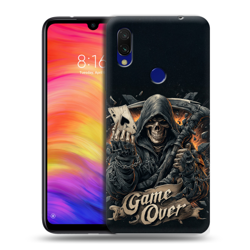 Пластиковый чехол на Xiaomi RedMi 7 с принтом Скелет карты Пластиковый чехол на Xiaomi RedMi 7 с принтом Скелет карты