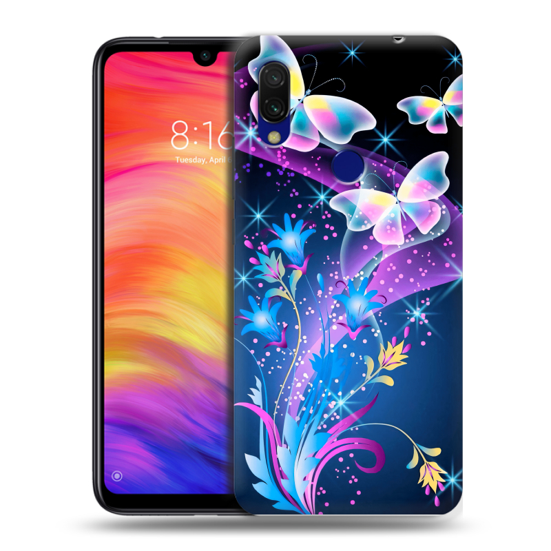 Пластиковый чехол на Xiaomi RedMi 7 с принтом Бабочки Пластиковый чехол на Xiaomi RedMi 7 с принтом Бабочки
