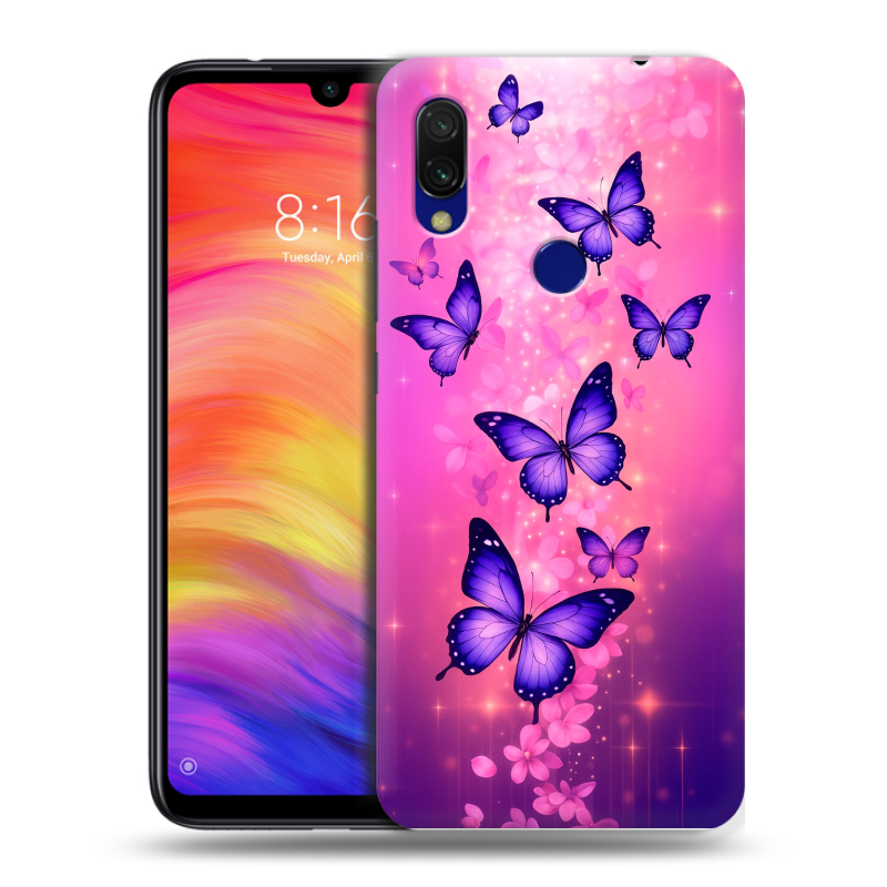 Пластиковый чехол на Xiaomi RedMi 7 с принтом Бабочки Пластиковый чехол на Xiaomi RedMi 7 с принтом Бабочки