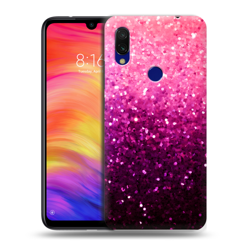 Силиконовый противоударный чехол на Xiaomi RedMi 7 с принтом Блестки Силиконовый противоударный чехол на Xiaomi RedMi 7 с принтом Блестки