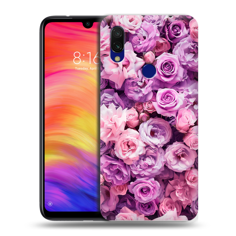 Пластиковый чехол на Xiaomi RedMi 7 с принтом лавандовые розы Пластиковый чехол на Xiaomi RedMi 7 с принтом лавандовые розы