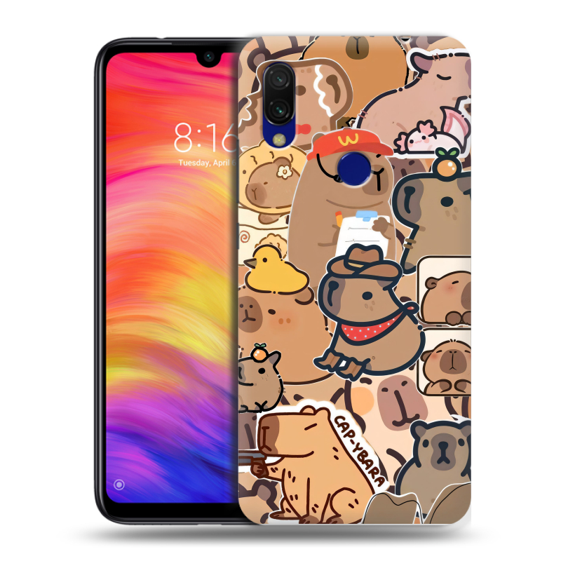 Пластиковый чехол на Xiaomi RedMi 7 с принтом капибара Пластиковый чехол на Xiaomi RedMi 7 с принтом капибара