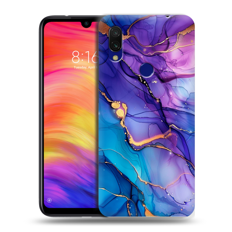 Пластиковый чехол на Xiaomi RedMi 7 с принтом синий мрамор Пластиковый чехол на Xiaomi RedMi 7 с принтом синий мрамор