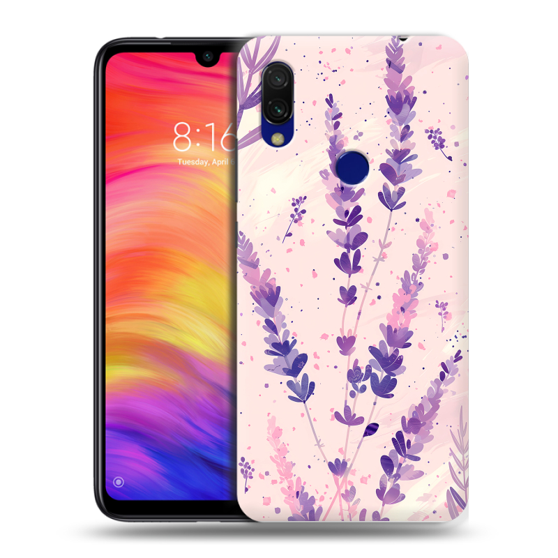 Пластиковый чехол на Xiaomi RedMi 7 с принтом цветы лаванда Пластиковый чехол на Xiaomi RedMi 7 с принтом цветы лаванда