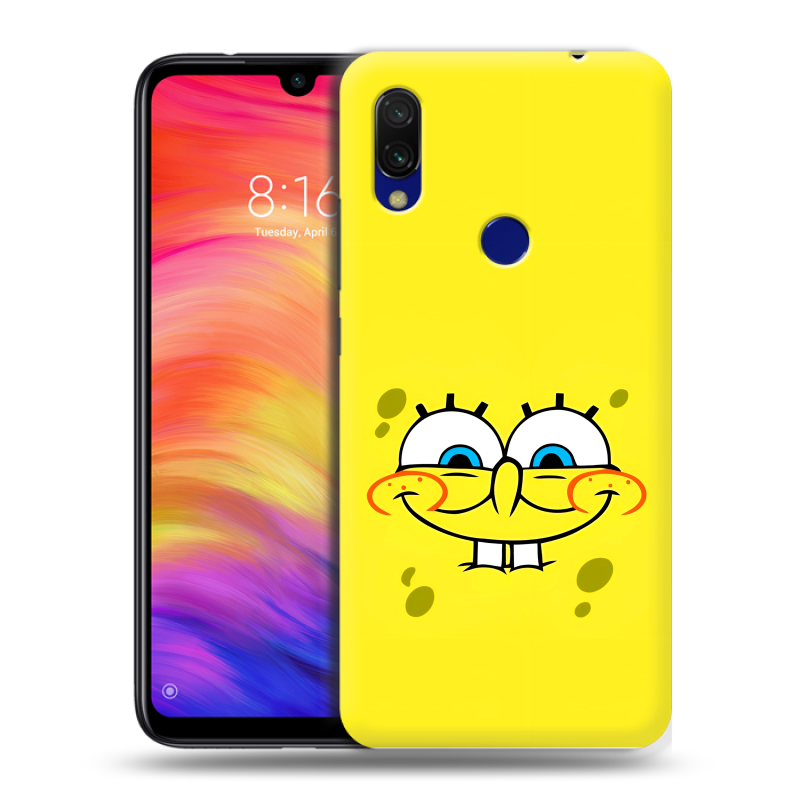 Пластиковый чехол на Xiaomi RedMi 7 с принтом спанчбоб спанч боб Пластиковый чехол на Xiaomi RedMi 7 с принтом спанчбоб спанч боб