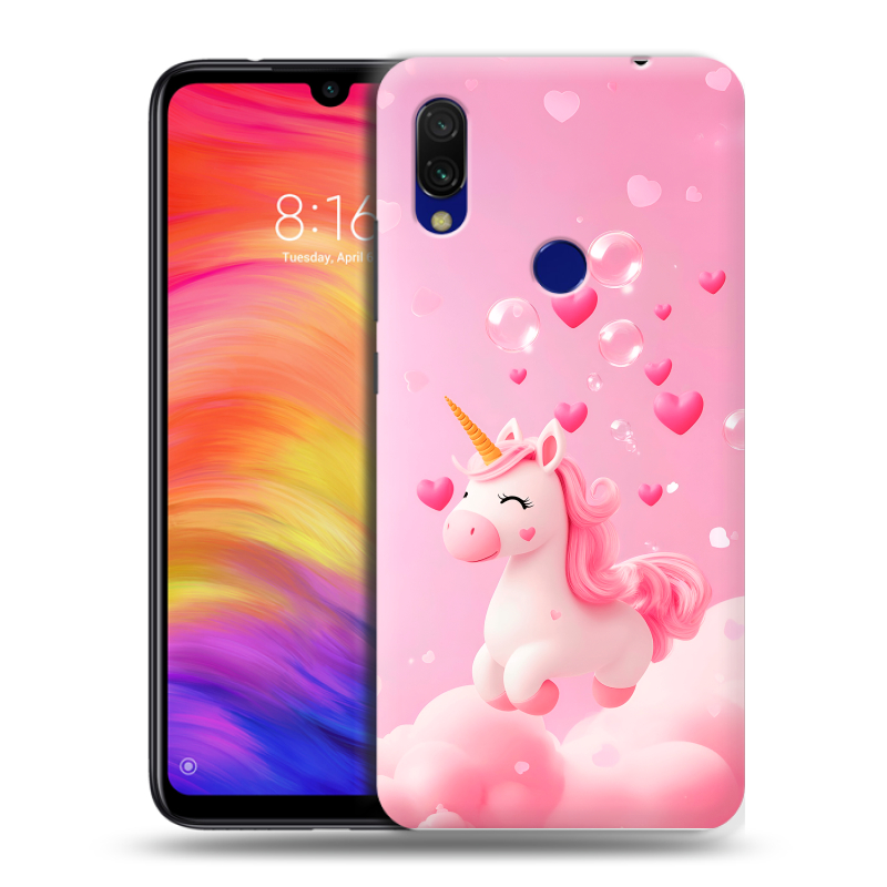 Пластиковый чехол на Xiaomi RedMi 7 с принтом Единорог Пластиковый чехол на Xiaomi RedMi 7 с принтом Единорог