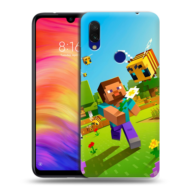 Силиконовый противоударный чехол на Xiaomi RedMi 7 с принтом Майнкрафт Minecraft Силиконовый противоударный чехол на Xiaomi RedMi 7 с принтом Майнкрафт Minecraft