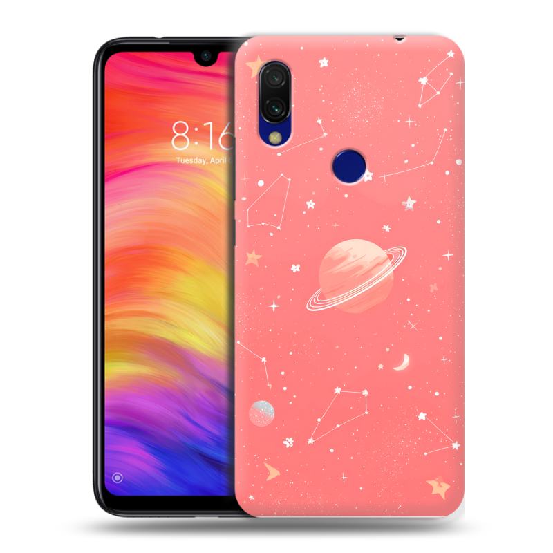 Пластиковый чехол на Xiaomi RedMi 7 с принтом Розовый космос Пластиковый чехол на Xiaomi RedMi 7 с принтом Розовый космос