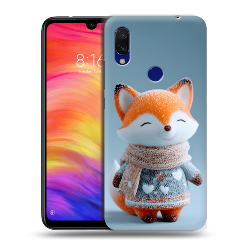 Силиконовый противоударный чехол на Xiaomi RedMi 7 с принтом Лиса Силиконовый противоударный чехол на Xiaomi RedMi 7 с принтом Лиса