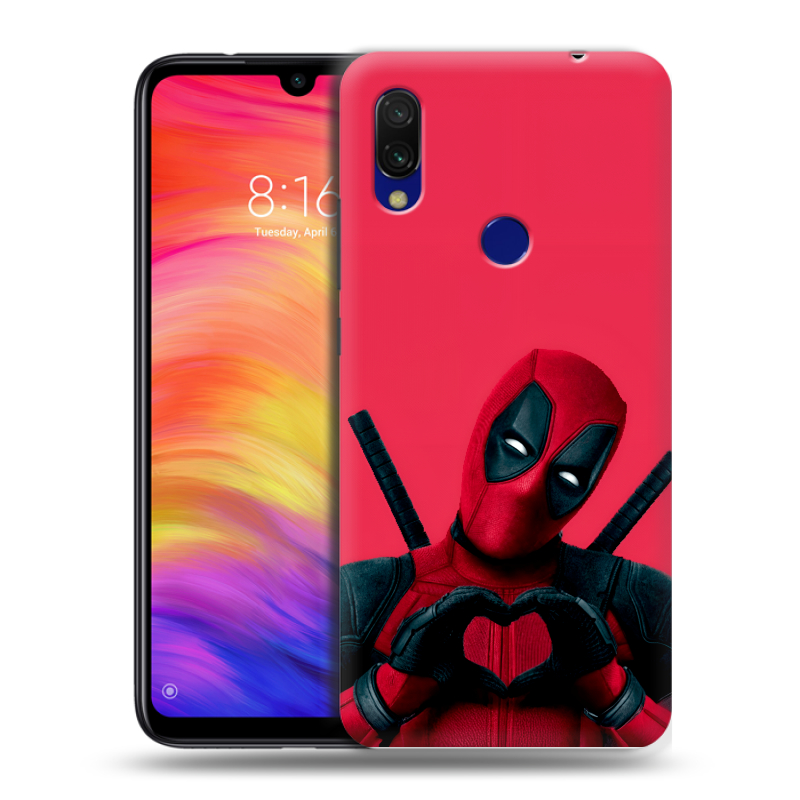 Силиконовый противоударный чехол на Xiaomi RedMi 7 с принтом Дедпул Deadpool Силиконовый противоударный чехол на Xiaomi RedMi 7 с принтом Дедпул Deadpool