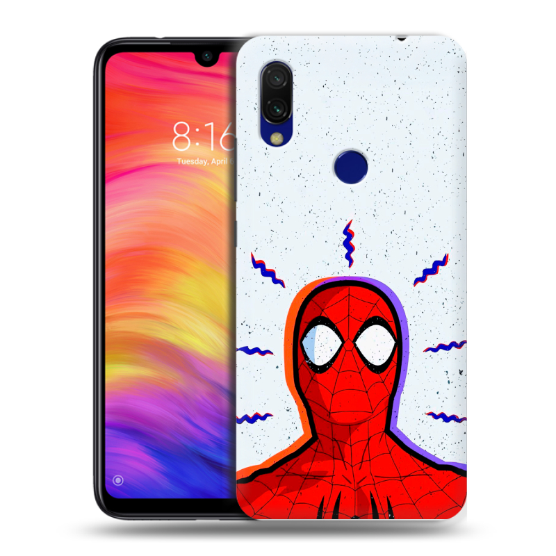 Пластиковый чехол на Xiaomi RedMi 7 с принтом Spiderman Человек паук Пластиковый чехол на Xiaomi RedMi 7 с принтом Spiderman Человек паук