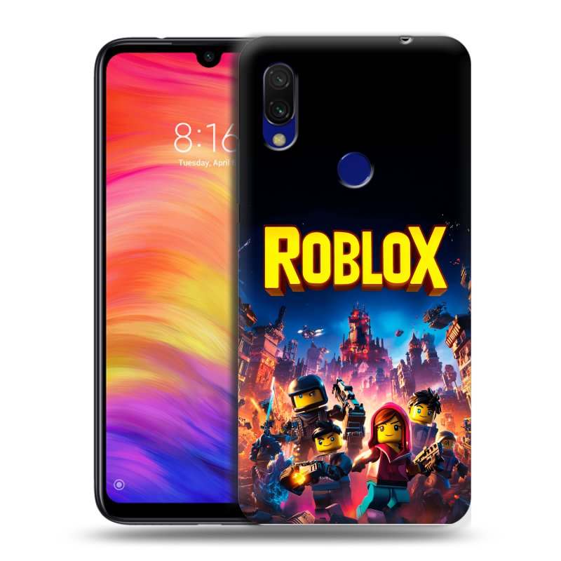 Силиконовый противоударный чехол на Xiaomi RedMi 7 с принтом Roblox Роблокс Силиконовый противоударный чехол на Xiaomi RedMi 7 с принтом Roblox Роблокс