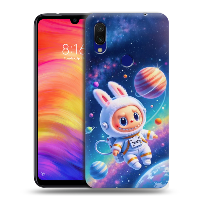 Силиконовый противоударный чехол на Xiaomi RedMi 7 с принтом Labubu Лабубу Силиконовый противоударный чехол на Xiaomi RedMi 7 с принтом Labubu Лабубу