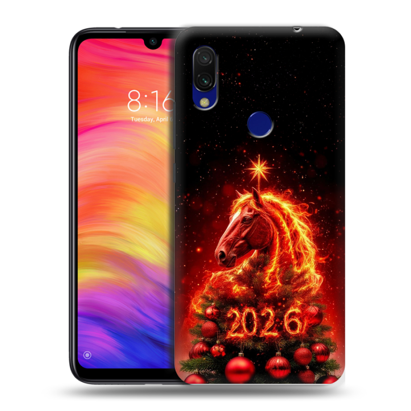 Пластиковый чехол на Xiaomi RedMi 7 с принтом Новый год Пластиковый чехол на Xiaomi RedMi 7 с принтом Новый год