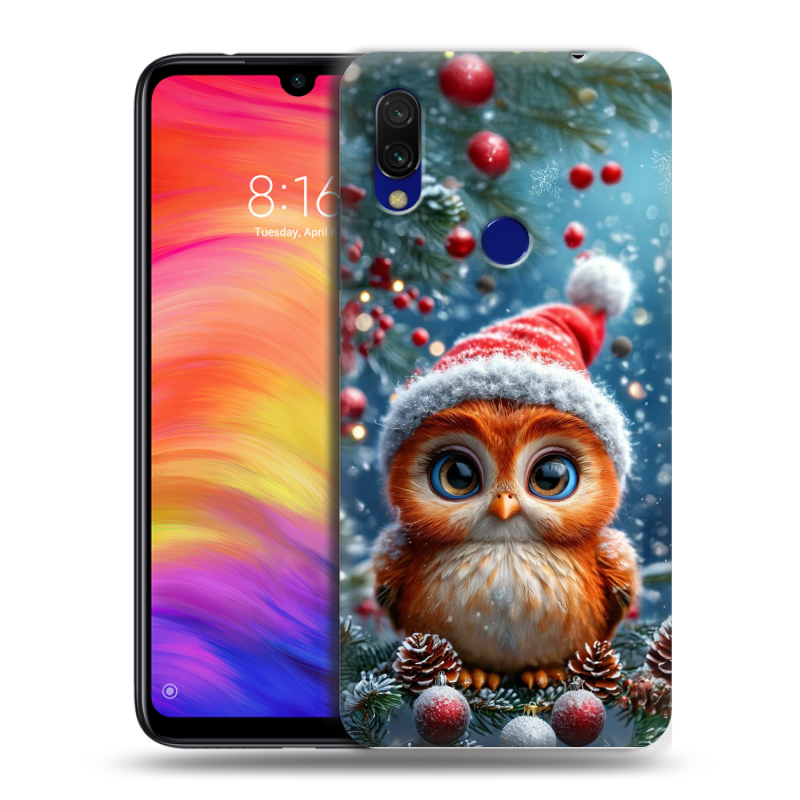 Силиконовый противоударный чехол на Xiaomi RedMi 7 с принтом Новый год Силиконовый противоударный чехол на Xiaomi RedMi 7 с принтом Новый год